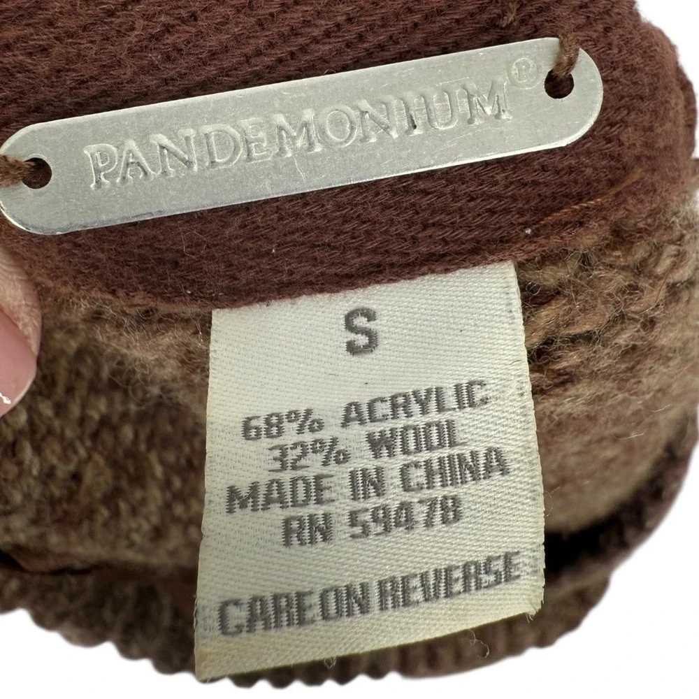 PANDEMONIUM Brown Wool Blend Shawl Collar Button Front Cardigan Sweater Sz Small